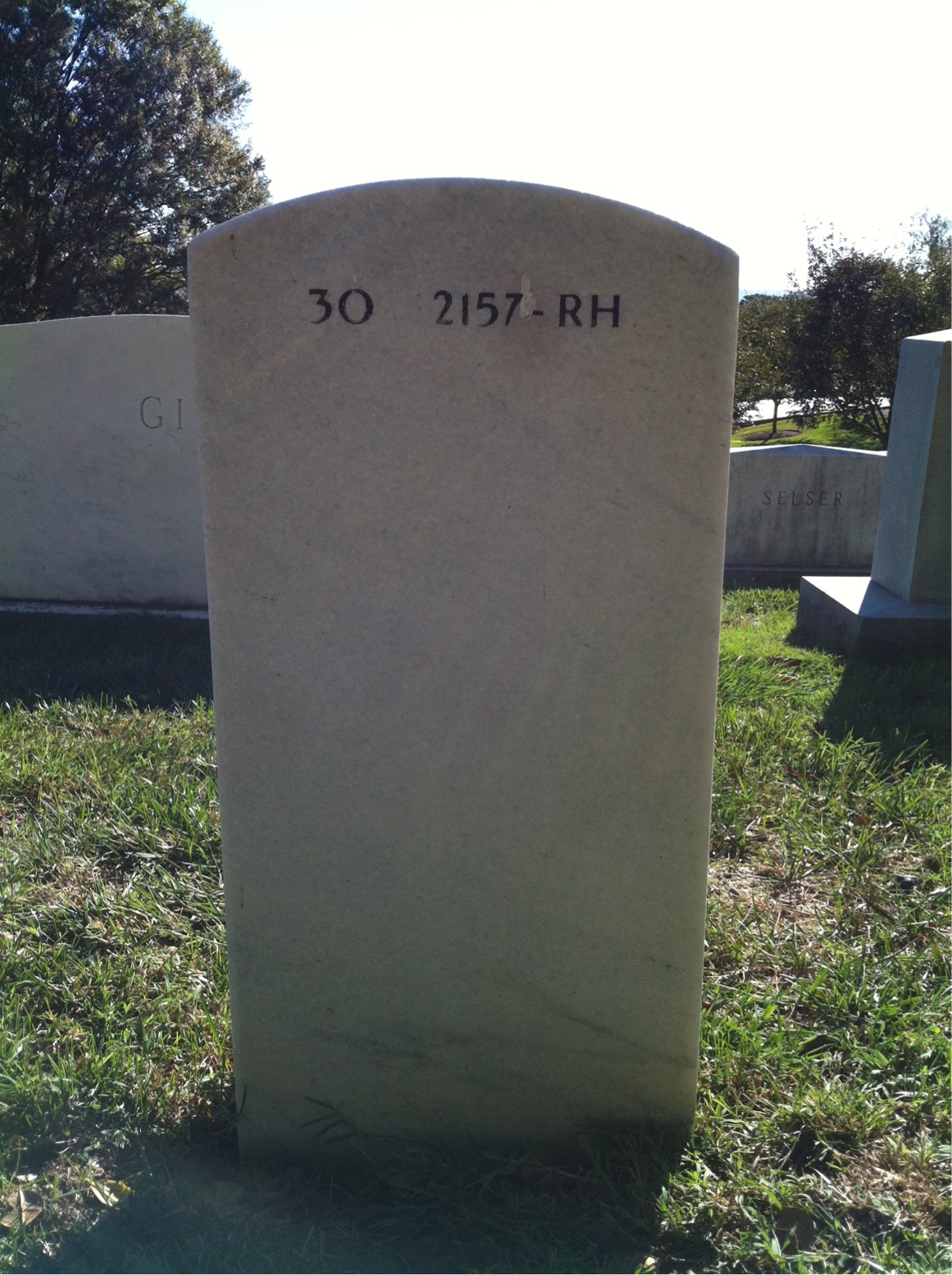Back of headstone — Harry Massingill