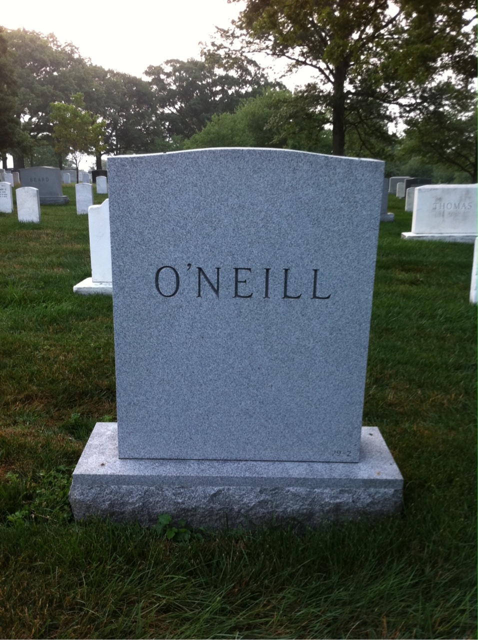 Back of headstone — Dennis O'Neill