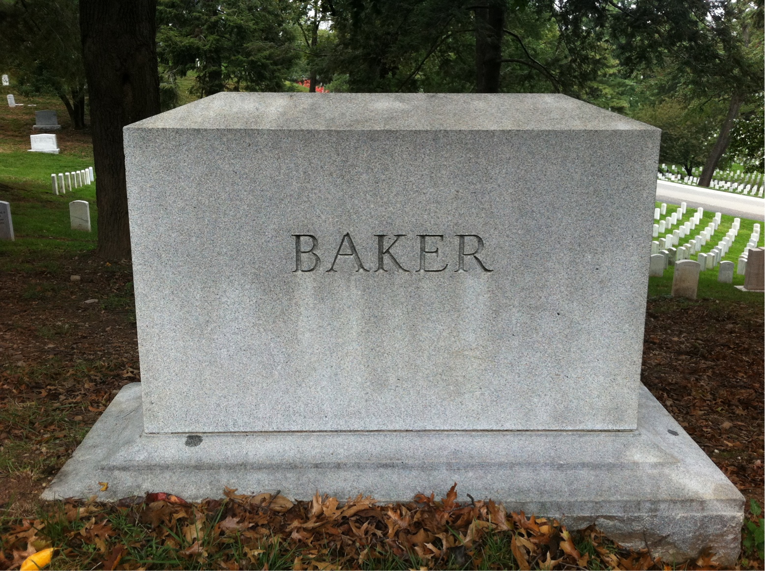 Back of headstone — Carroll Baker