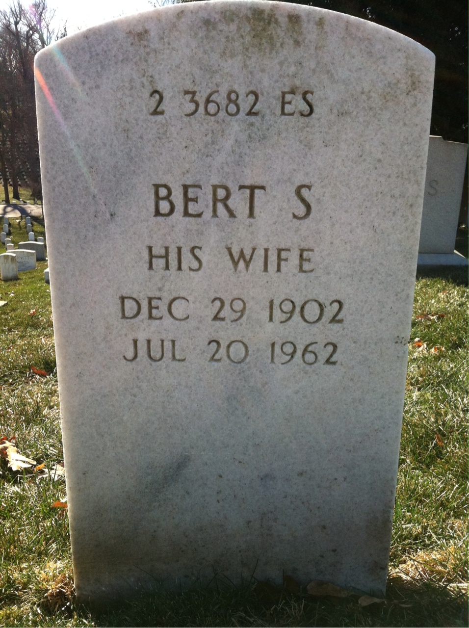 Back of headstone — Bert Mcnary