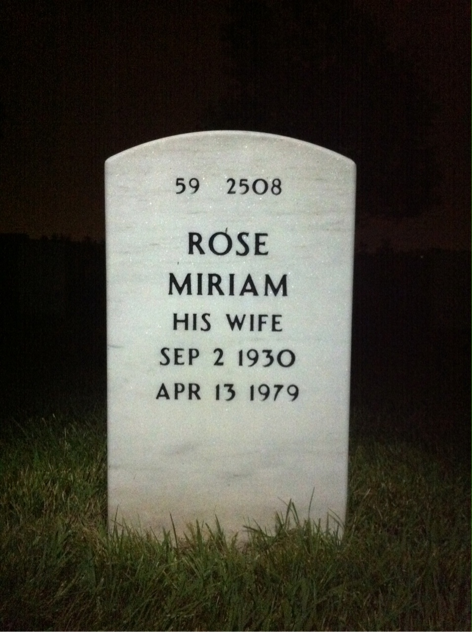 Back of headstone — Robert Aldinger