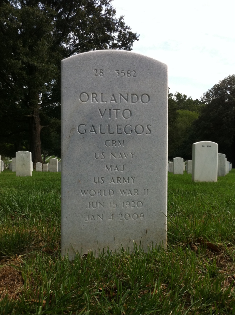 Back of headstone — Isidor Gallegos