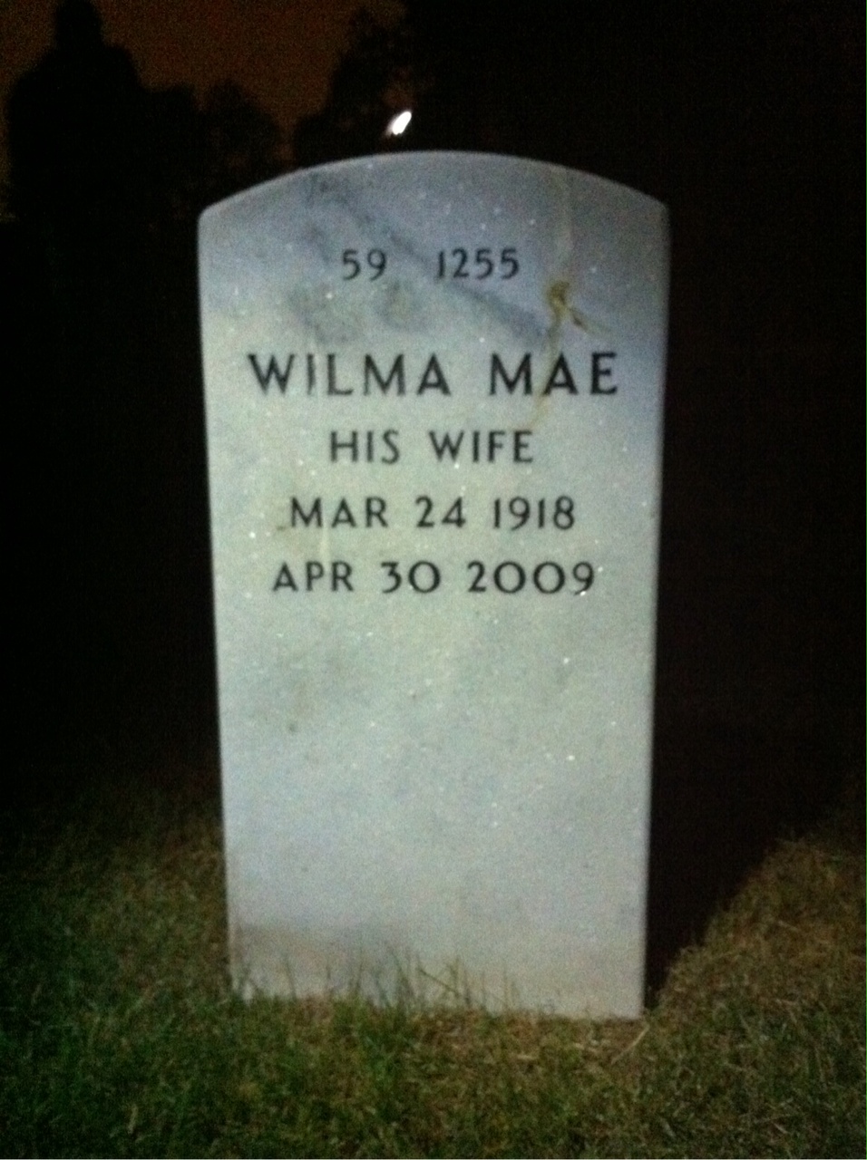 Back of headstone — Grey Hardy