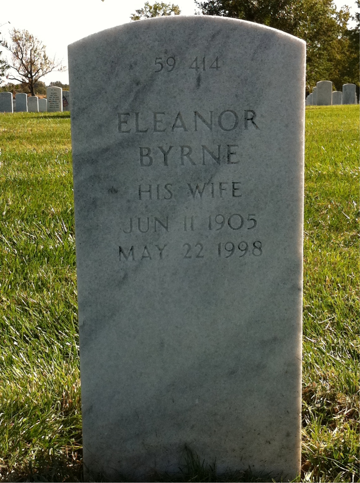 Back of headstone — Laurence Baldauf