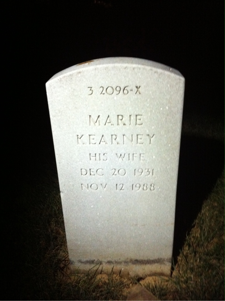 Back of headstone — Marie Armstrong