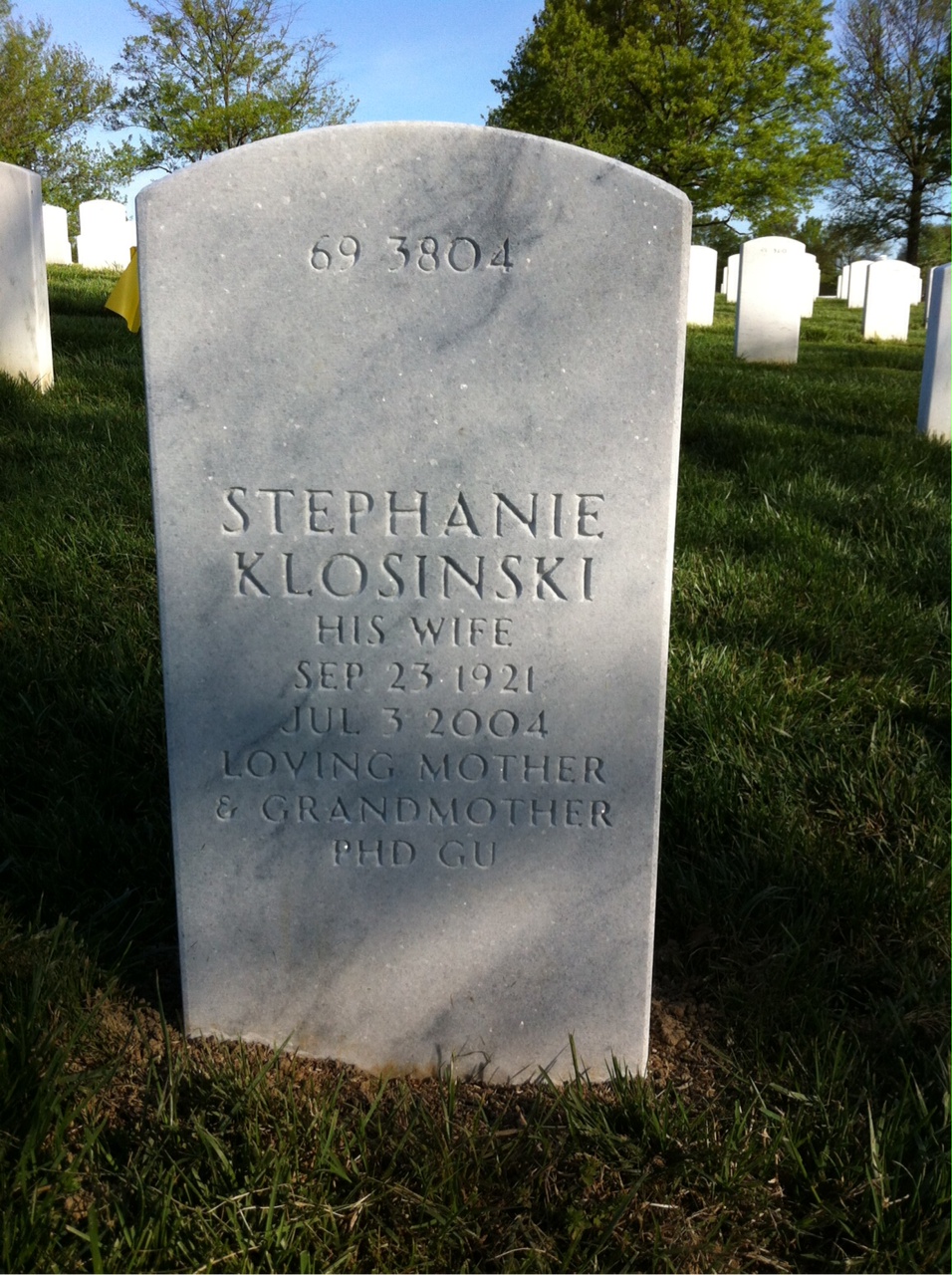 Back of headstone — Joseph Garbacz