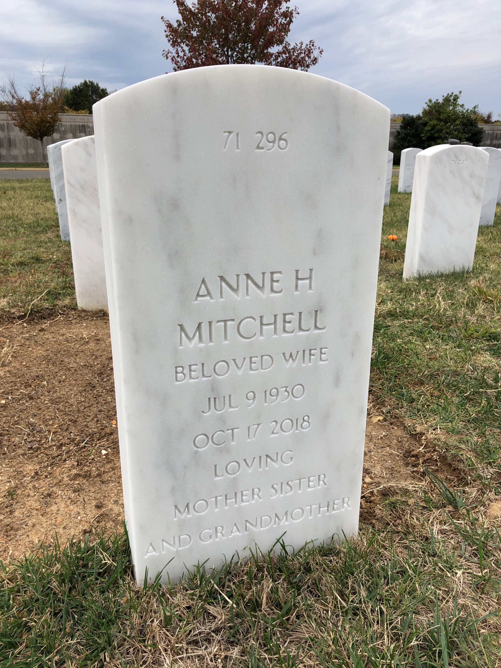 Back of headstone — Corwin Mitchell