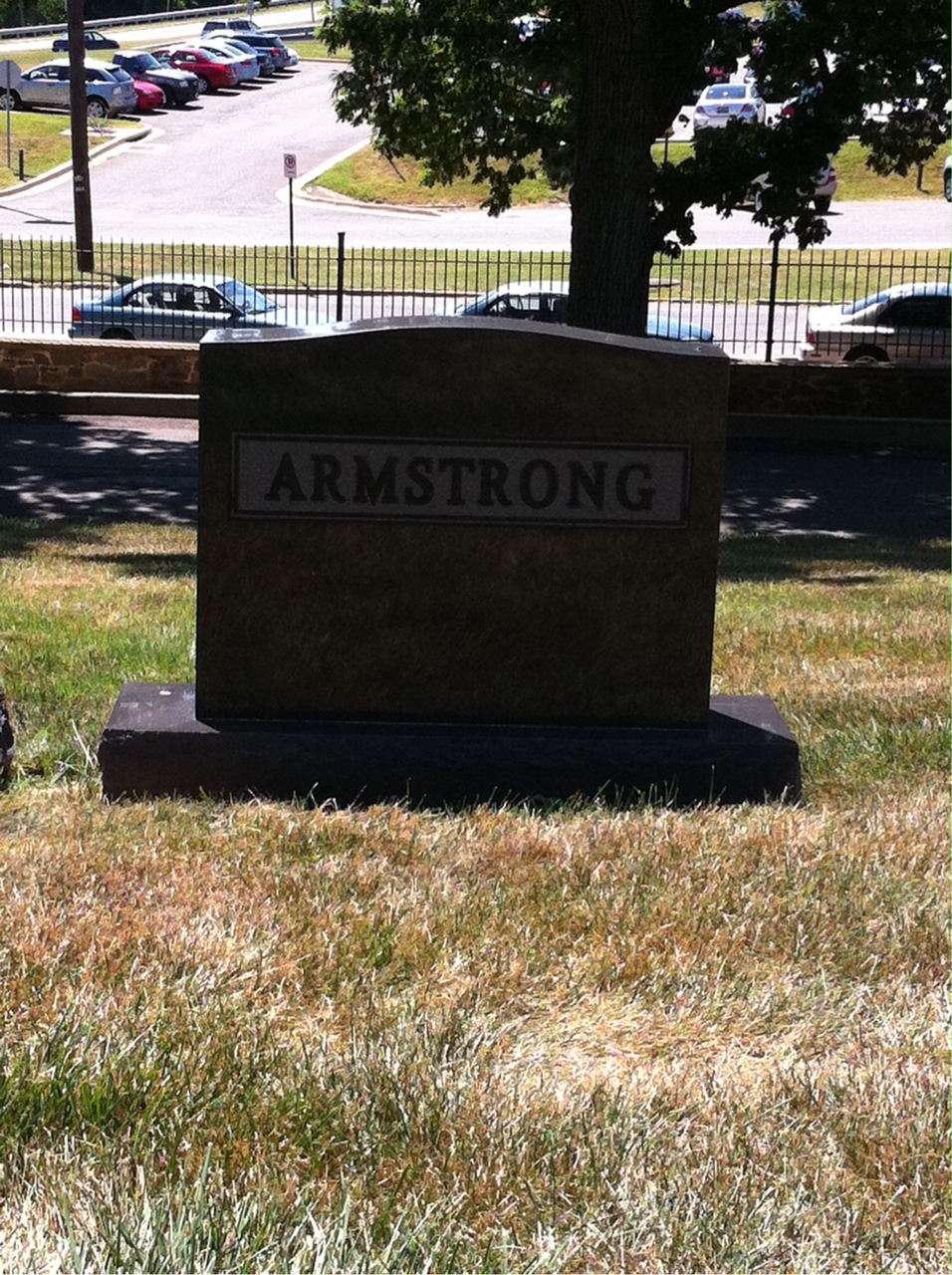 Back of headstone — John Armstrong