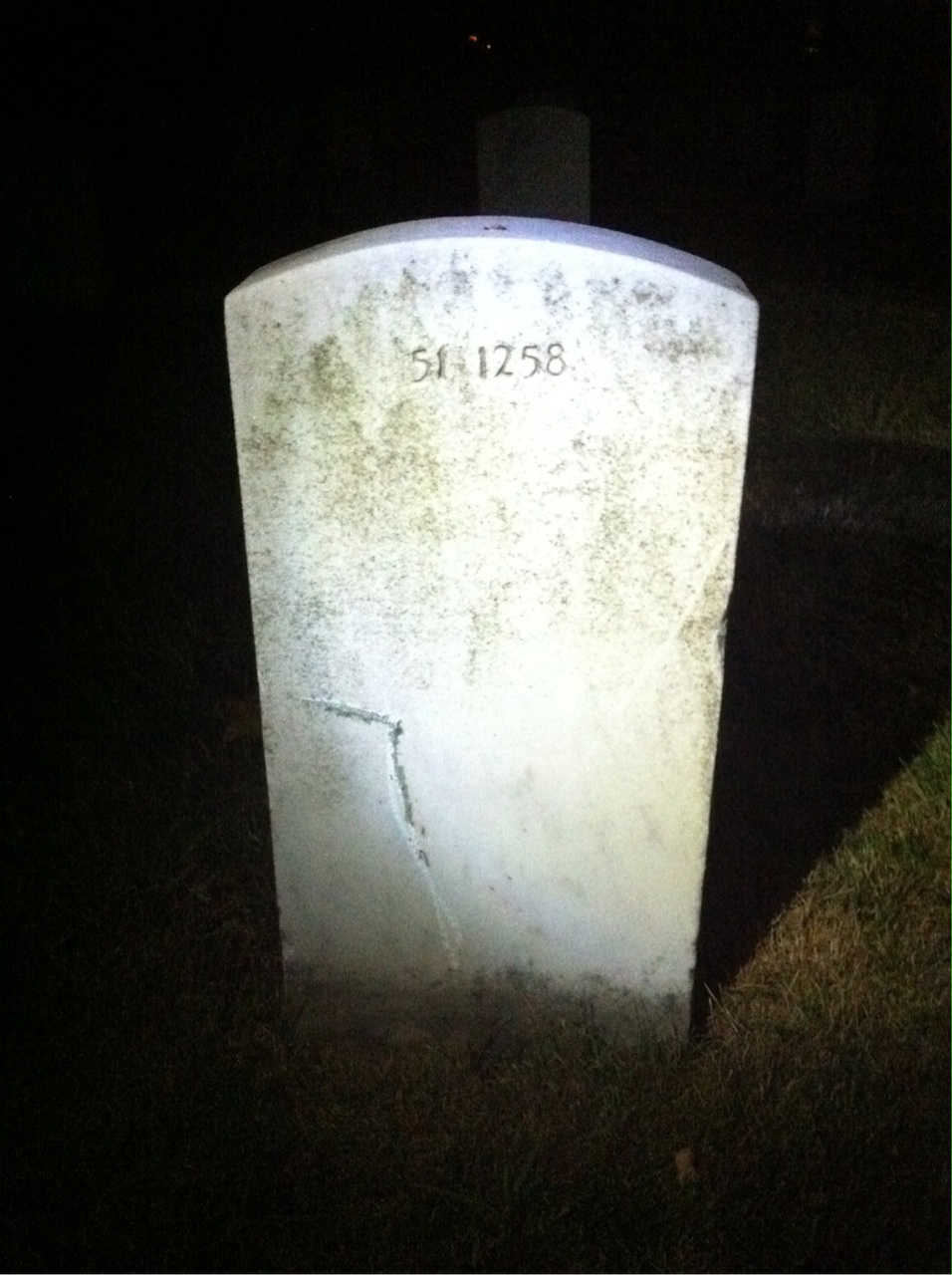 Back of headstone — James G Williams