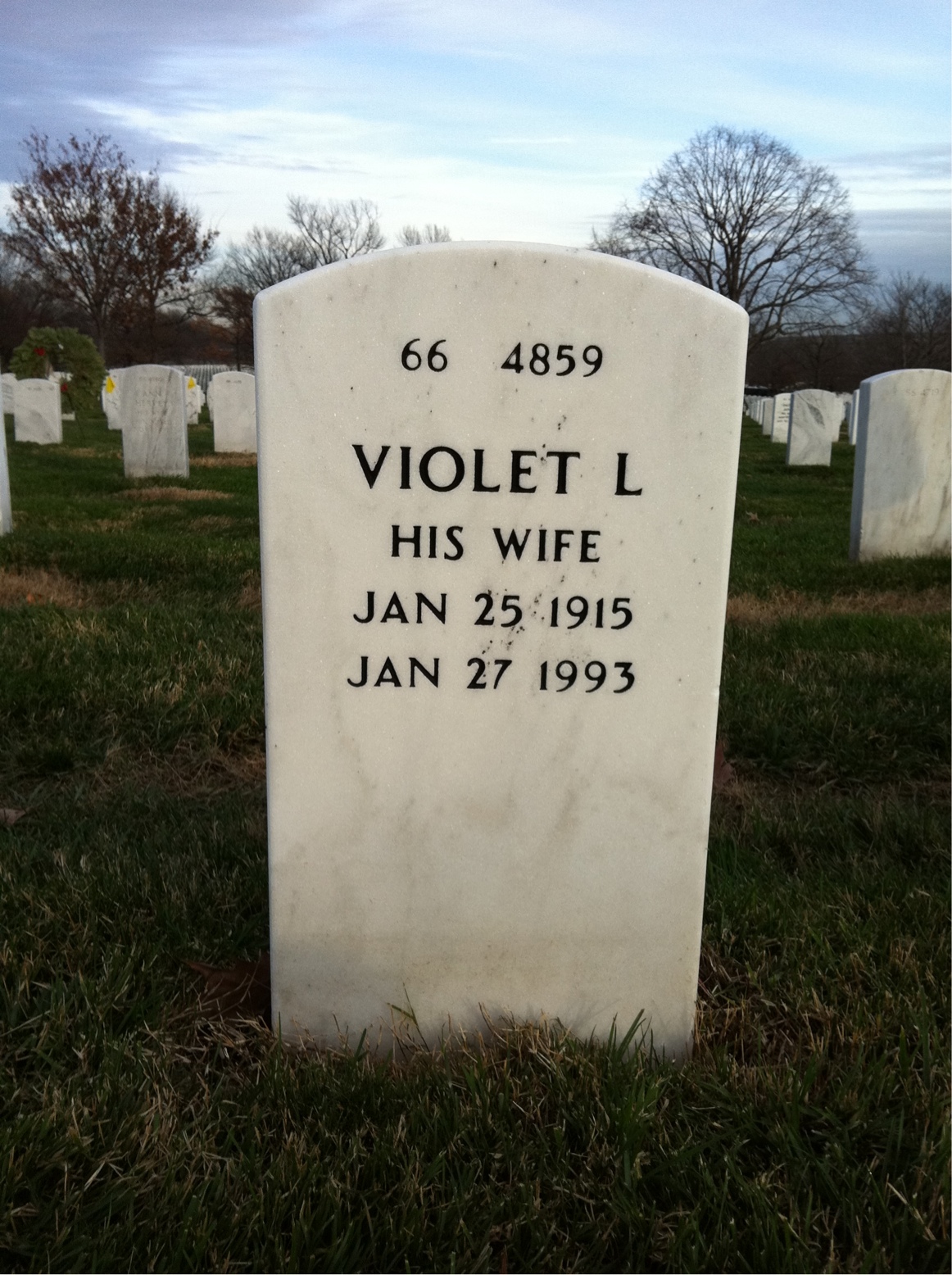 Back of headstone — Kenneth Olson