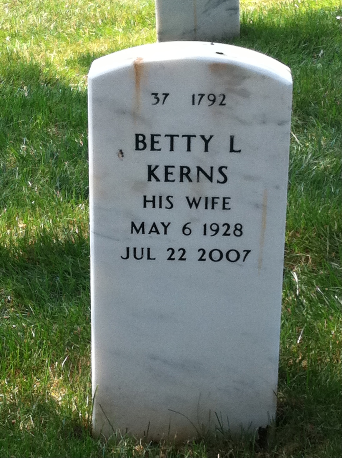Back of headstone — Harold Blake