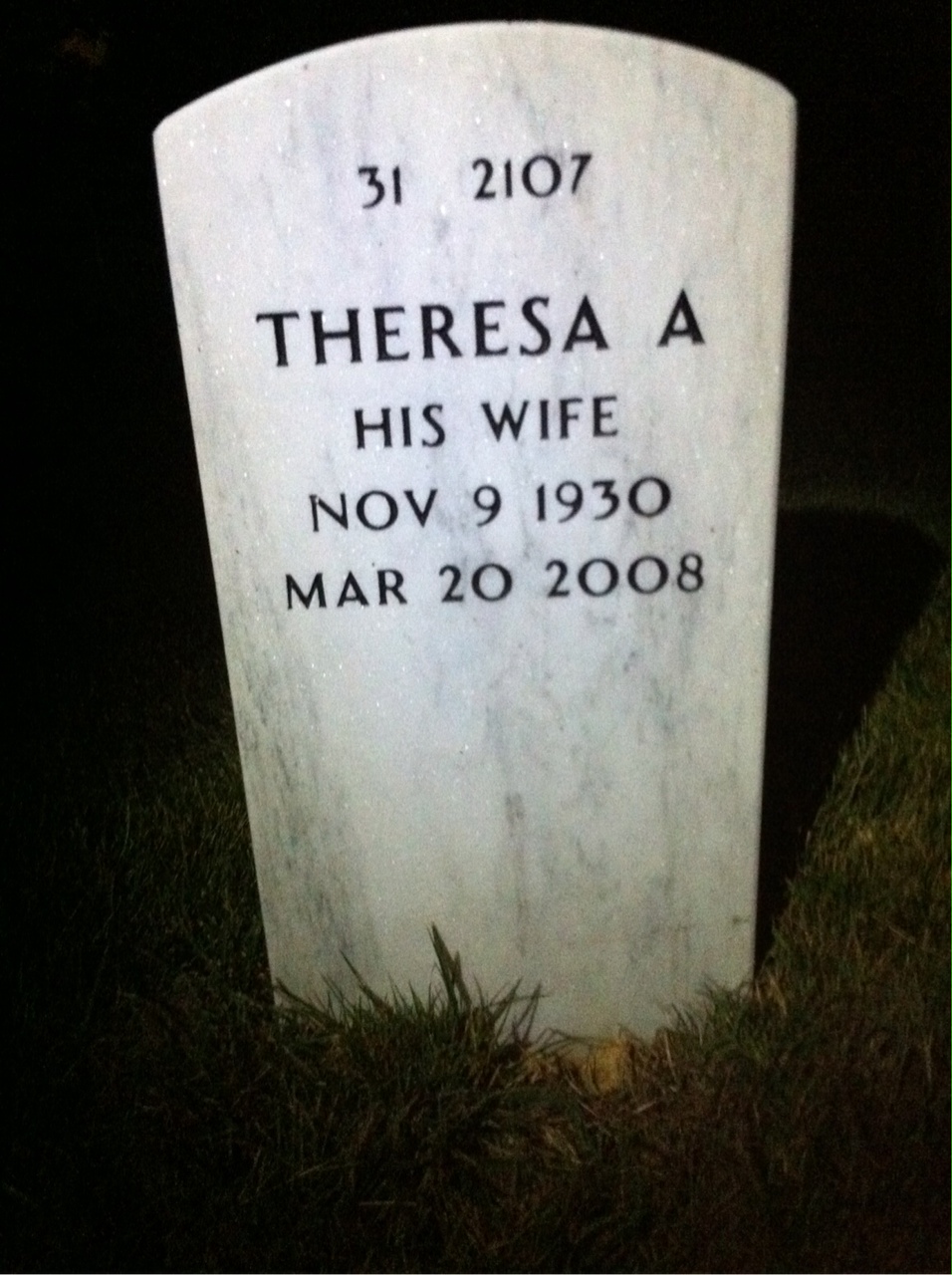 Back of headstone — Jessie Hartman