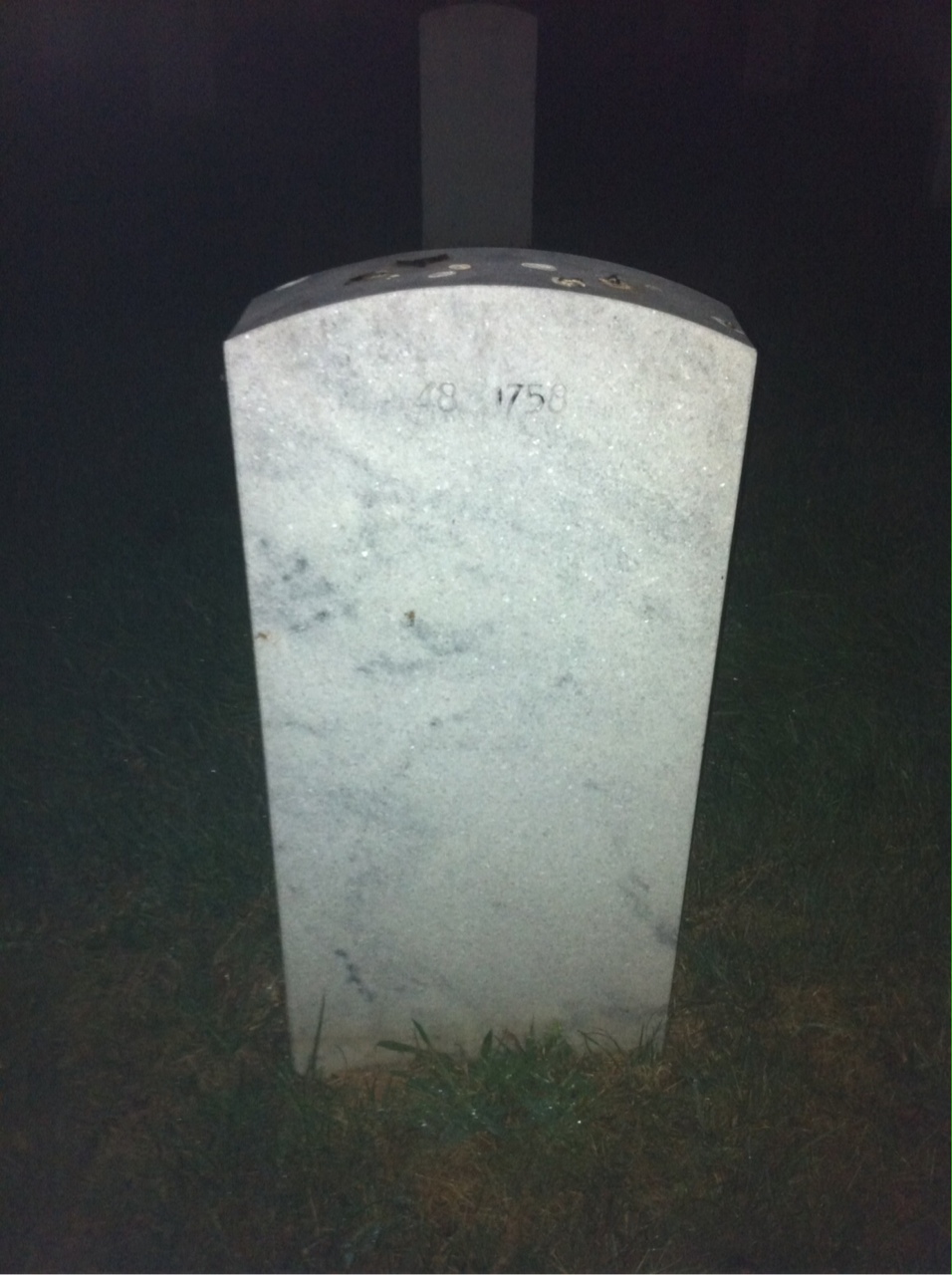 Back of headstone — James Alexander