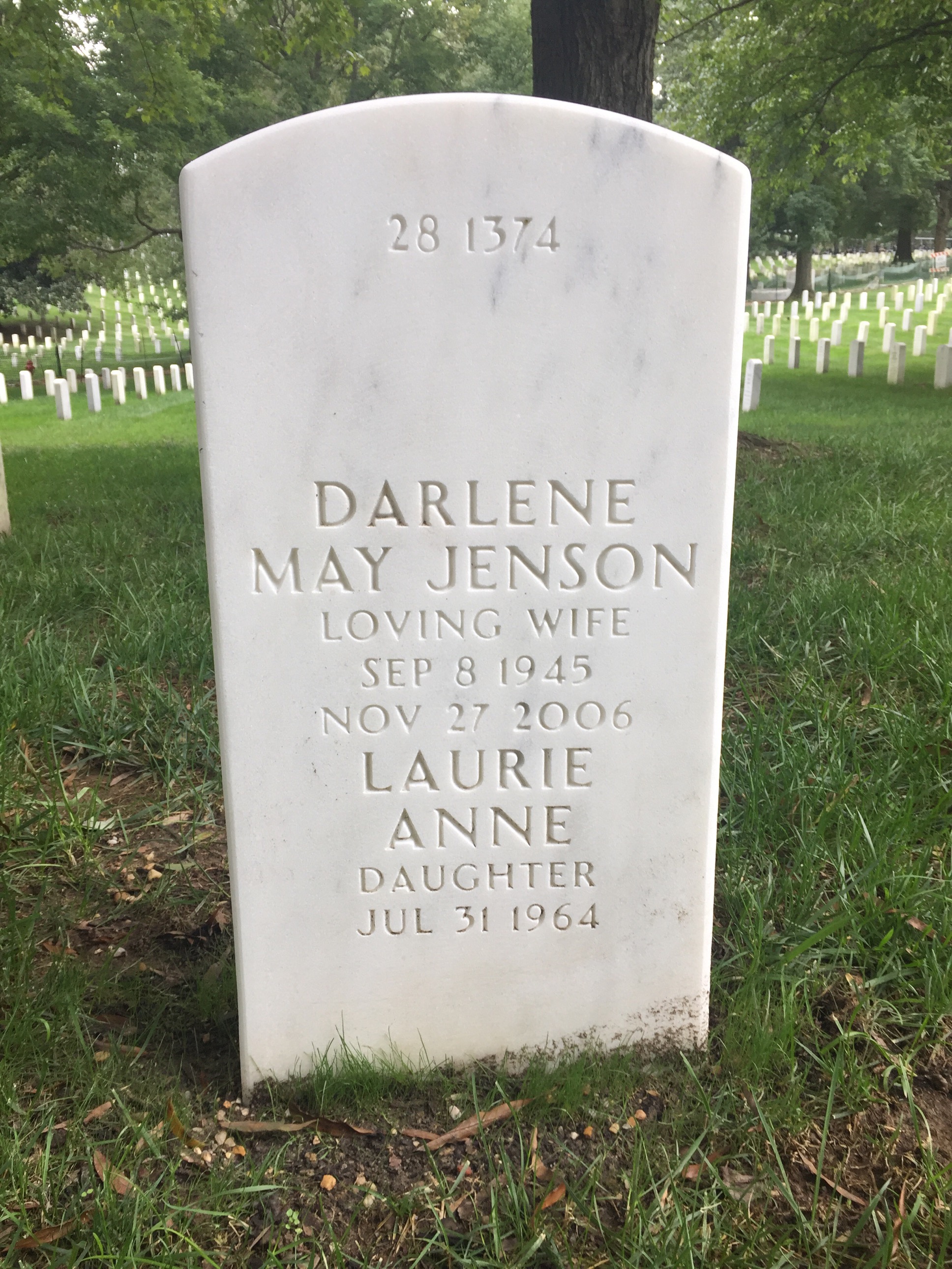 Back of headstone — Jean Markes