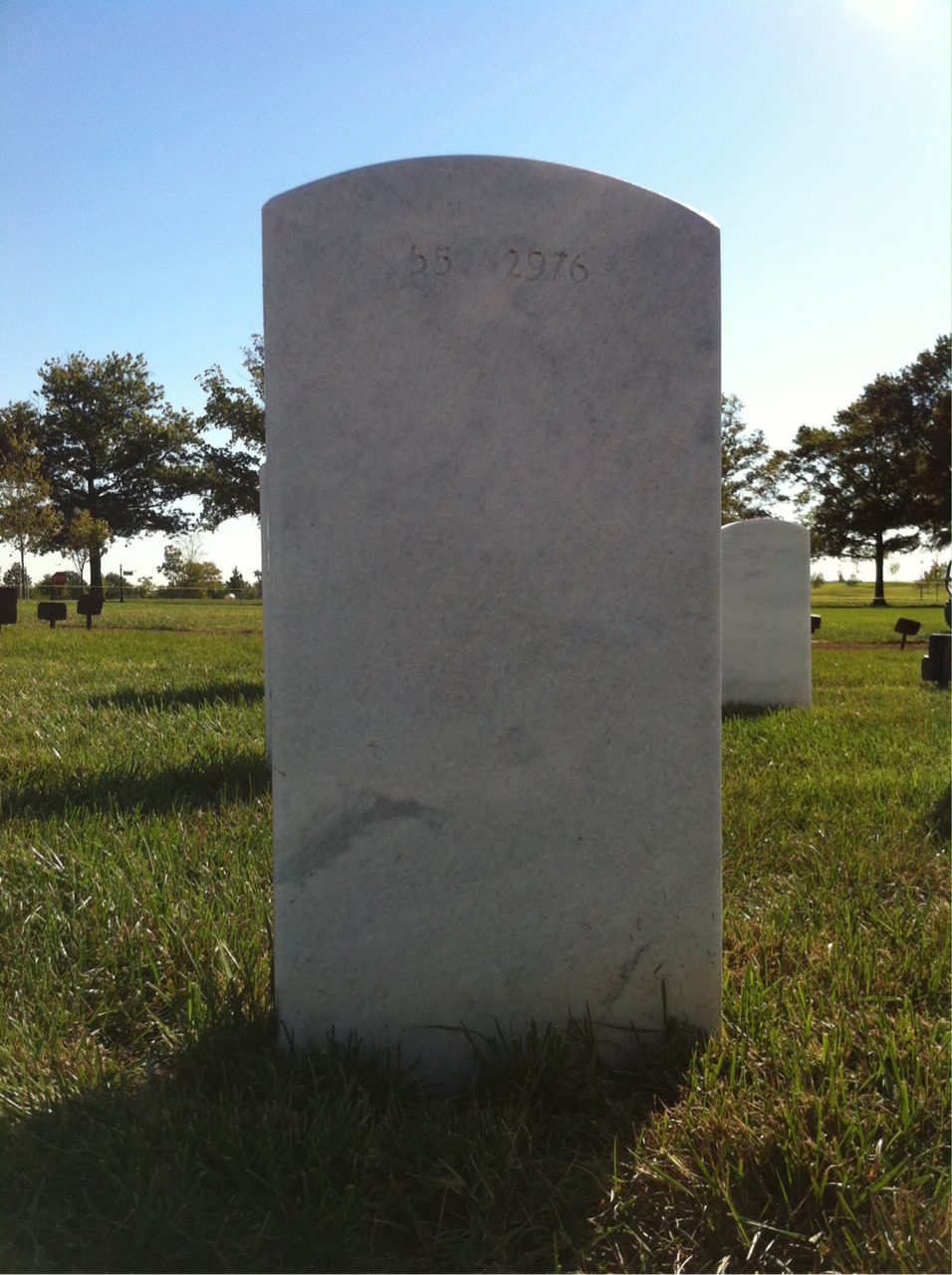 Back of headstone — Robert Lee Hanna