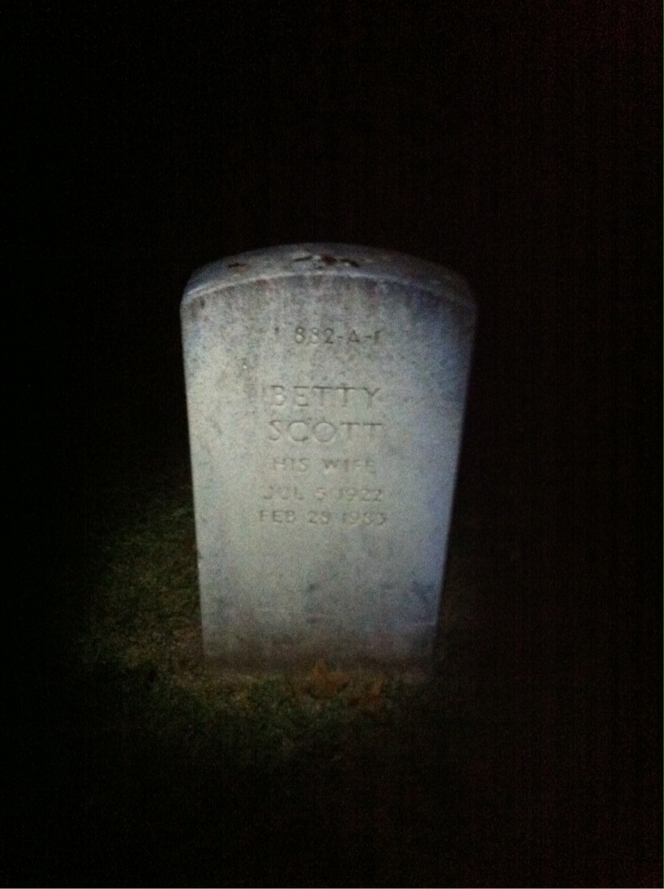 Back of headstone — Betty Allender
