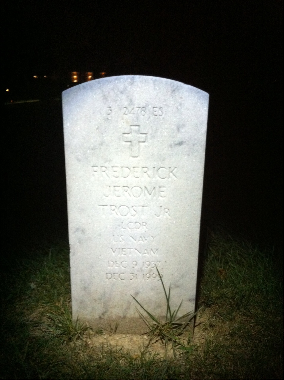 Back of headstone — Frederick J Trost