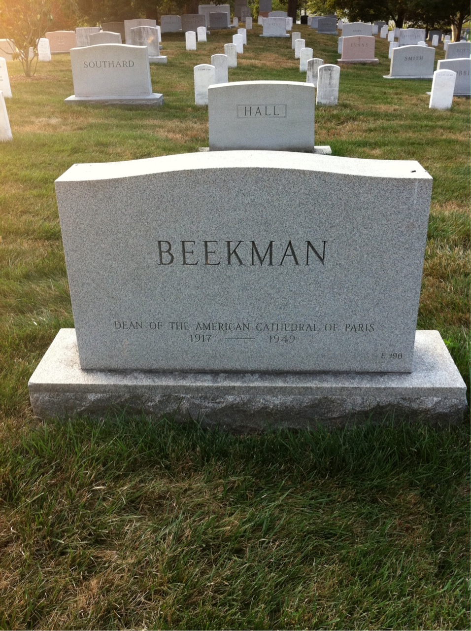 Back of headstone — Frederick Beekman