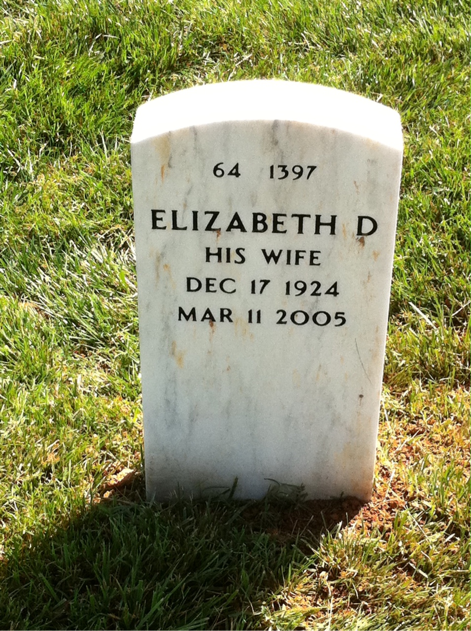 Back of headstone — Thomas Stebbins
