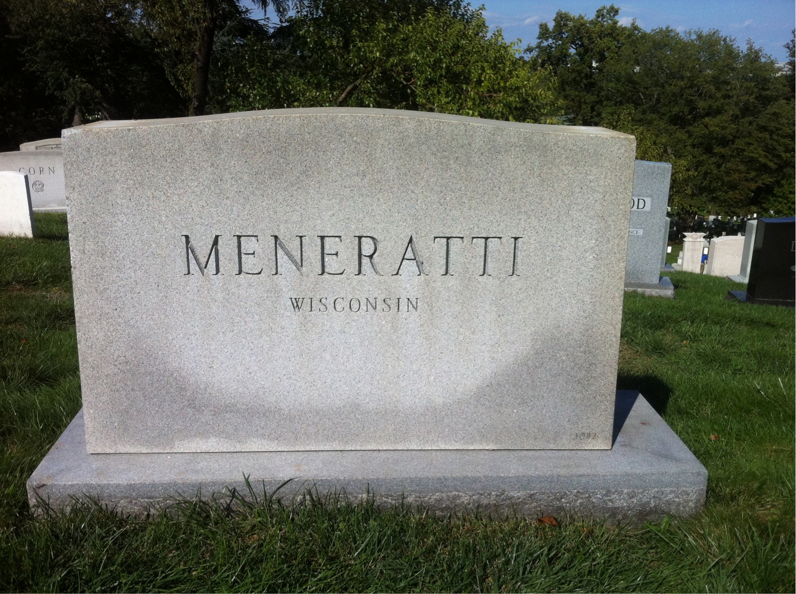 Back of headstone — Herbert Meneratti