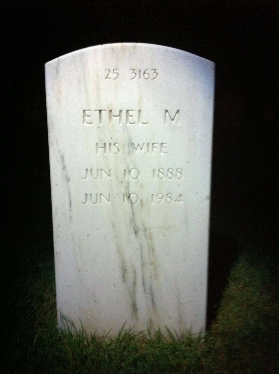 Back of headstone — Ural Murray