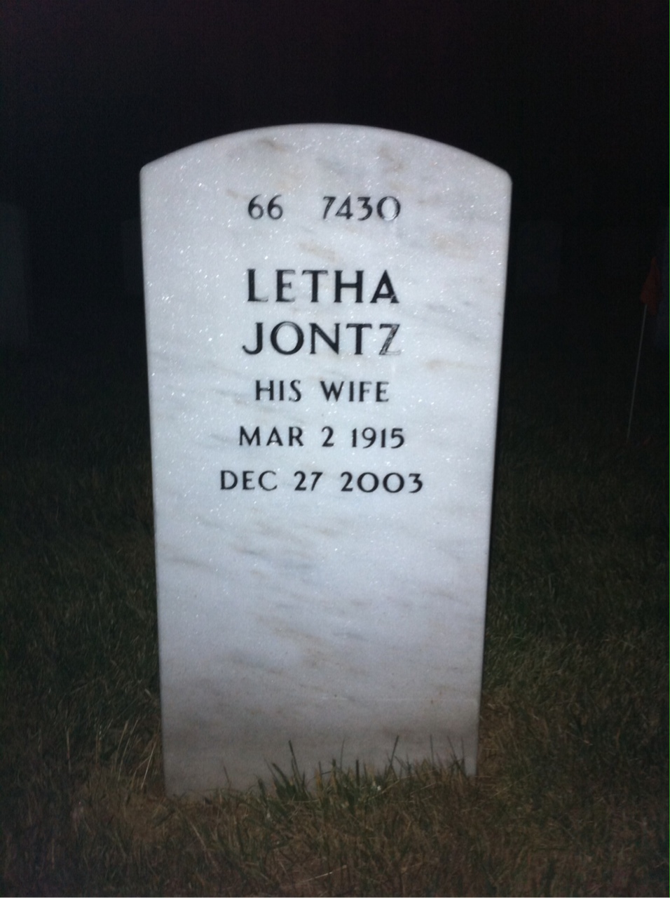 Back of headstone — Carroll Dunn
