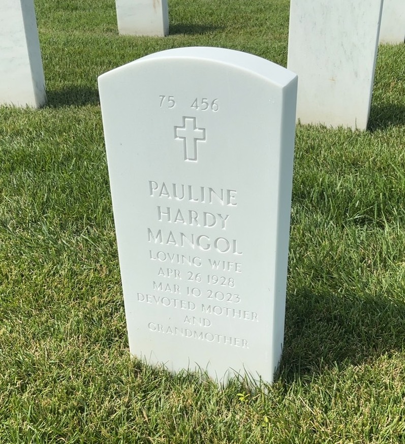 Back of headstone — Frederick Nicholas Mangol