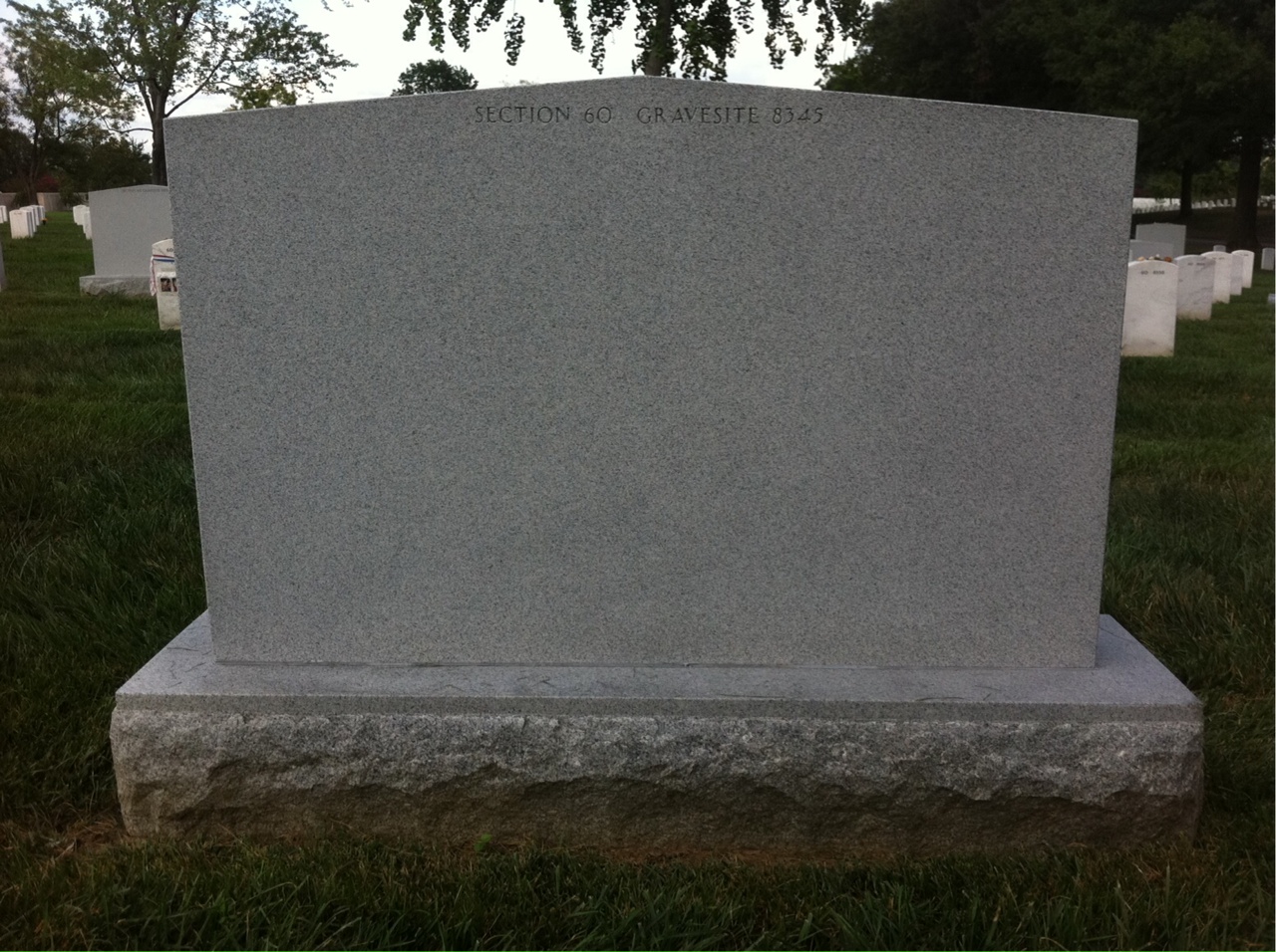 Back of headstone — Dee Hall