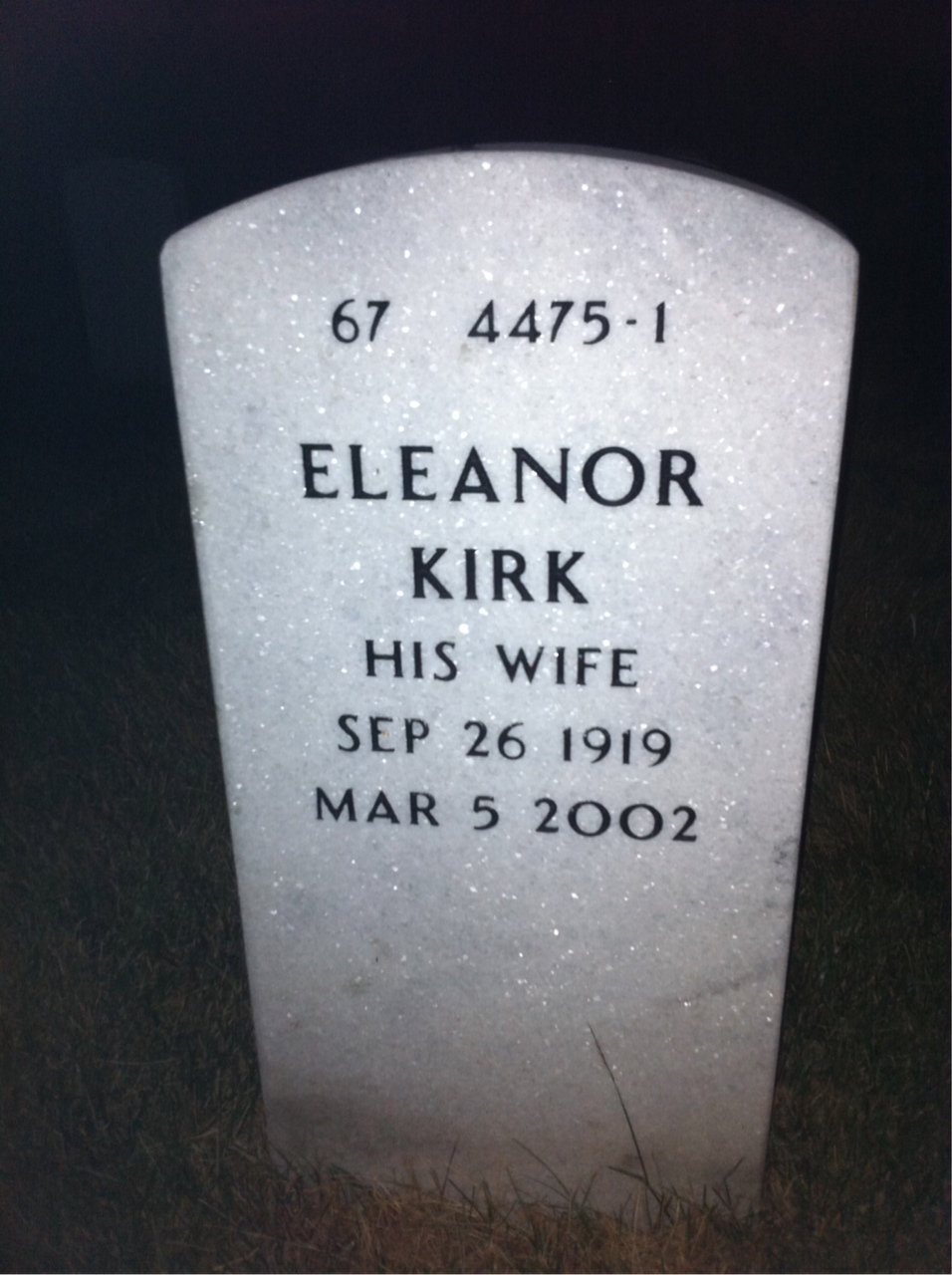 Back of headstone — Arthur Colona