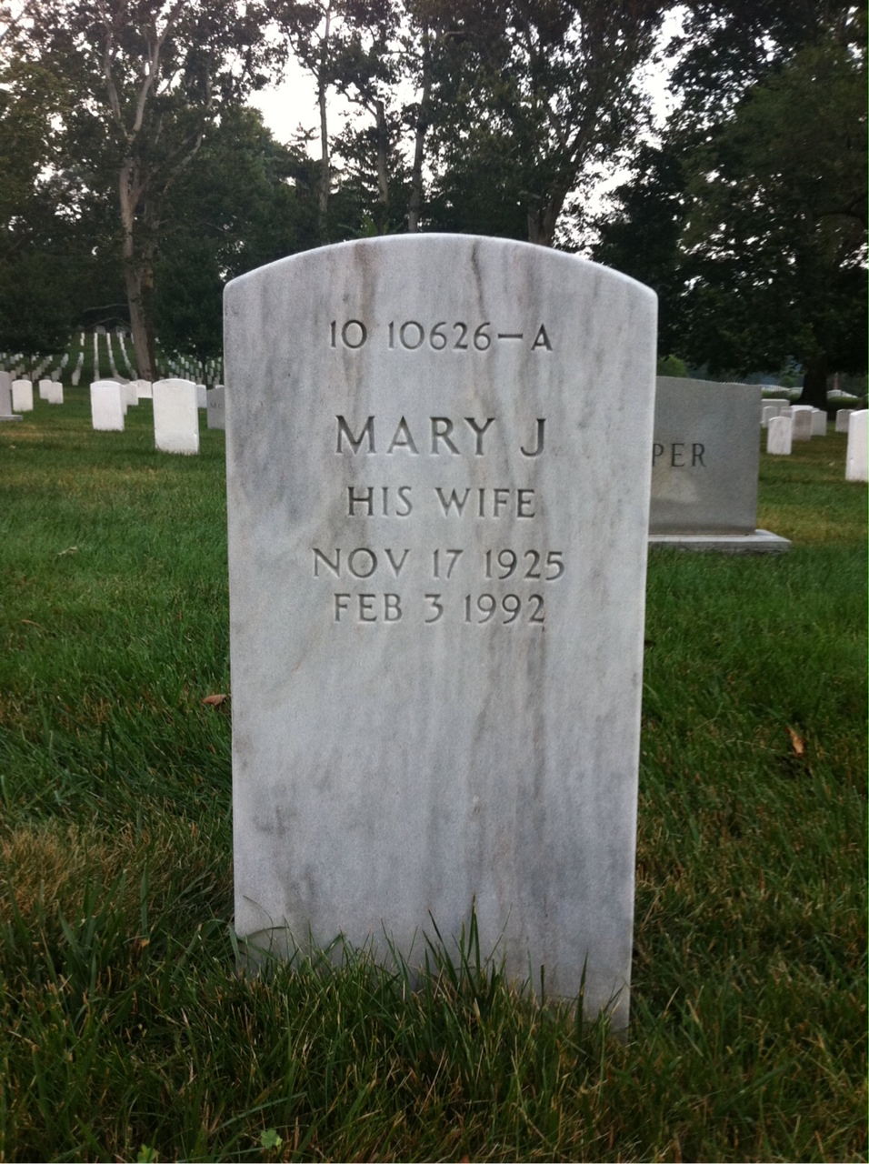 Back of headstone — Mary Bercaw
