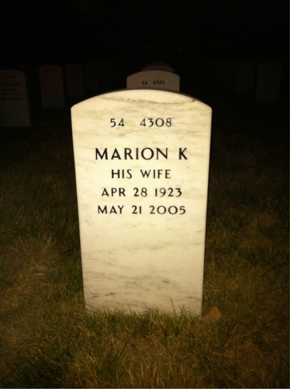 Back of headstone — Alex Kelly