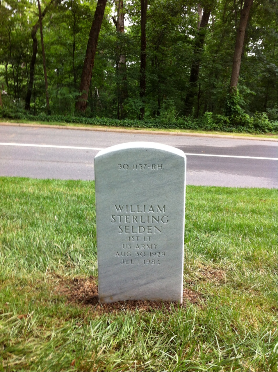 Back of headstone — William S Selden
