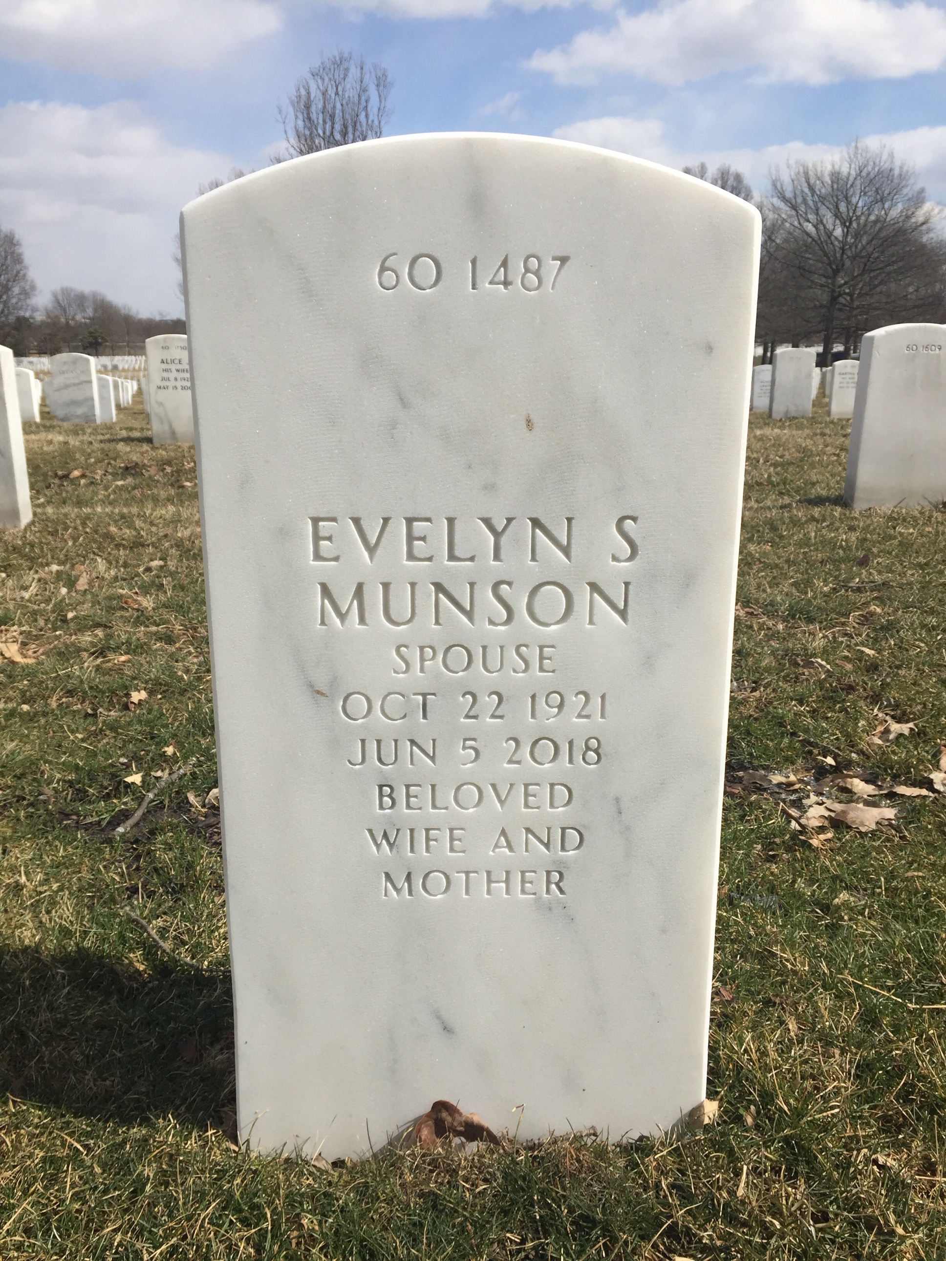 Back of headstone — William Munson