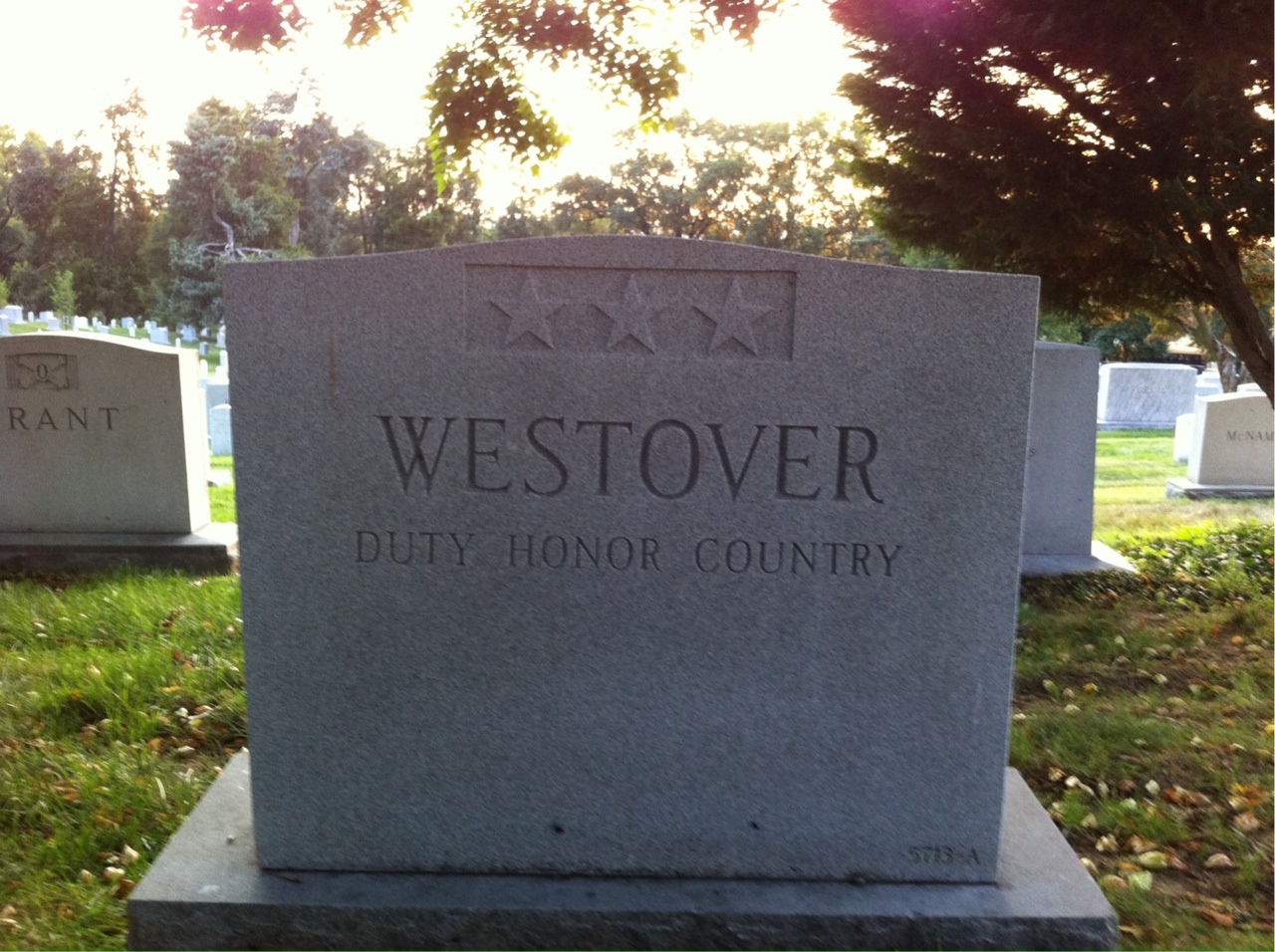 Back of headstone — Charles Westover
