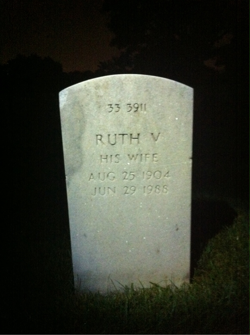 Back of headstone — Ruth Miller