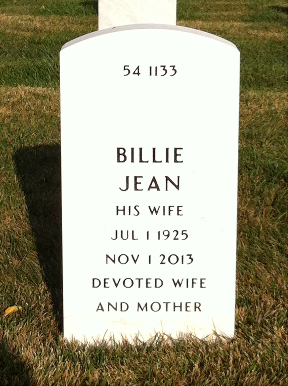 Back of headstone — Jesse Moore
