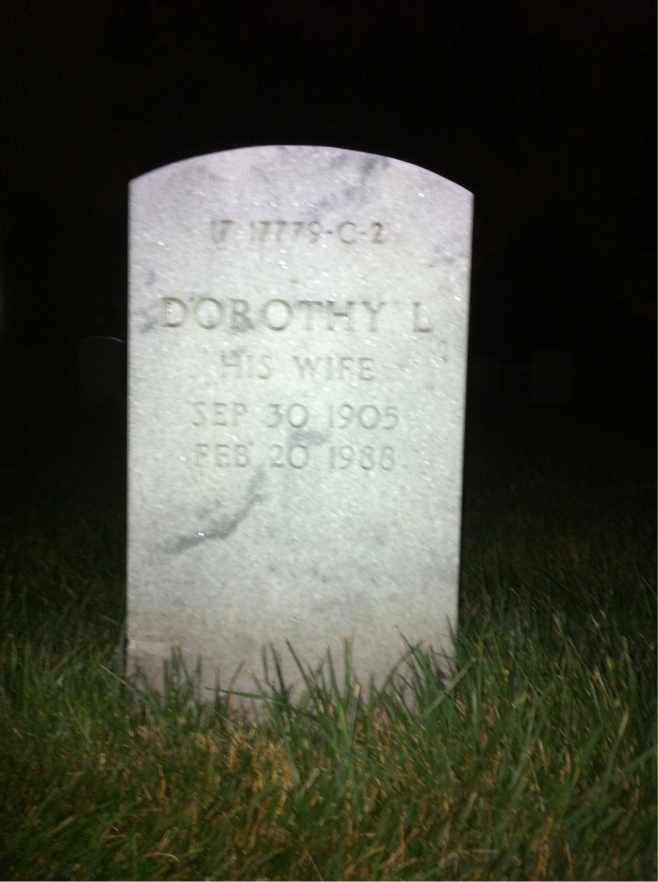 Back of headstone — Dorothy Mcnulty