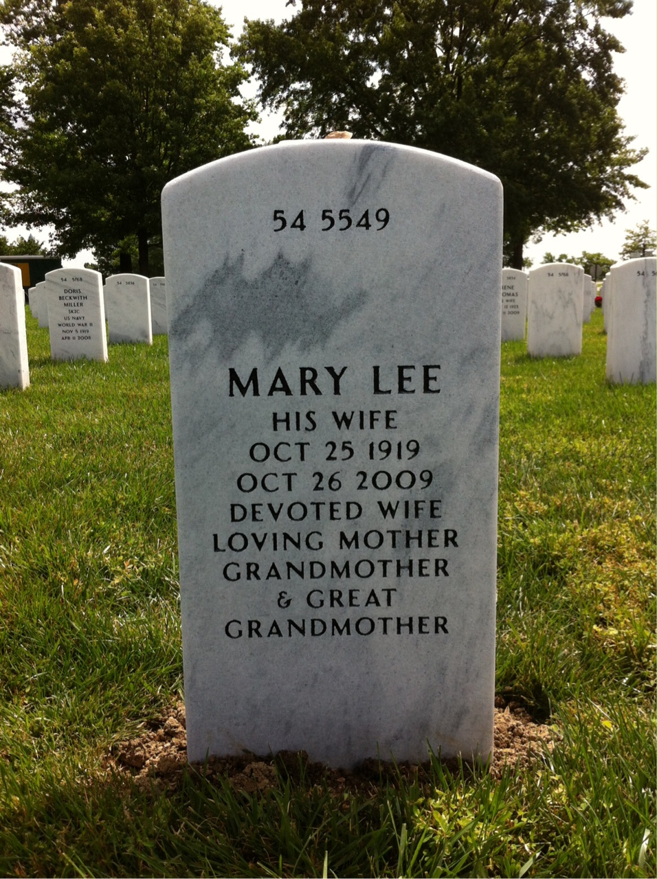 Back of headstone — Charles Swearingen