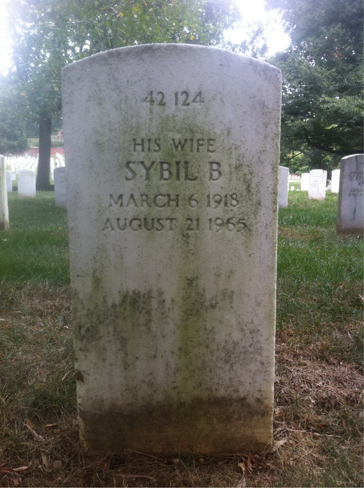 Back of headstone — Sybil Morris