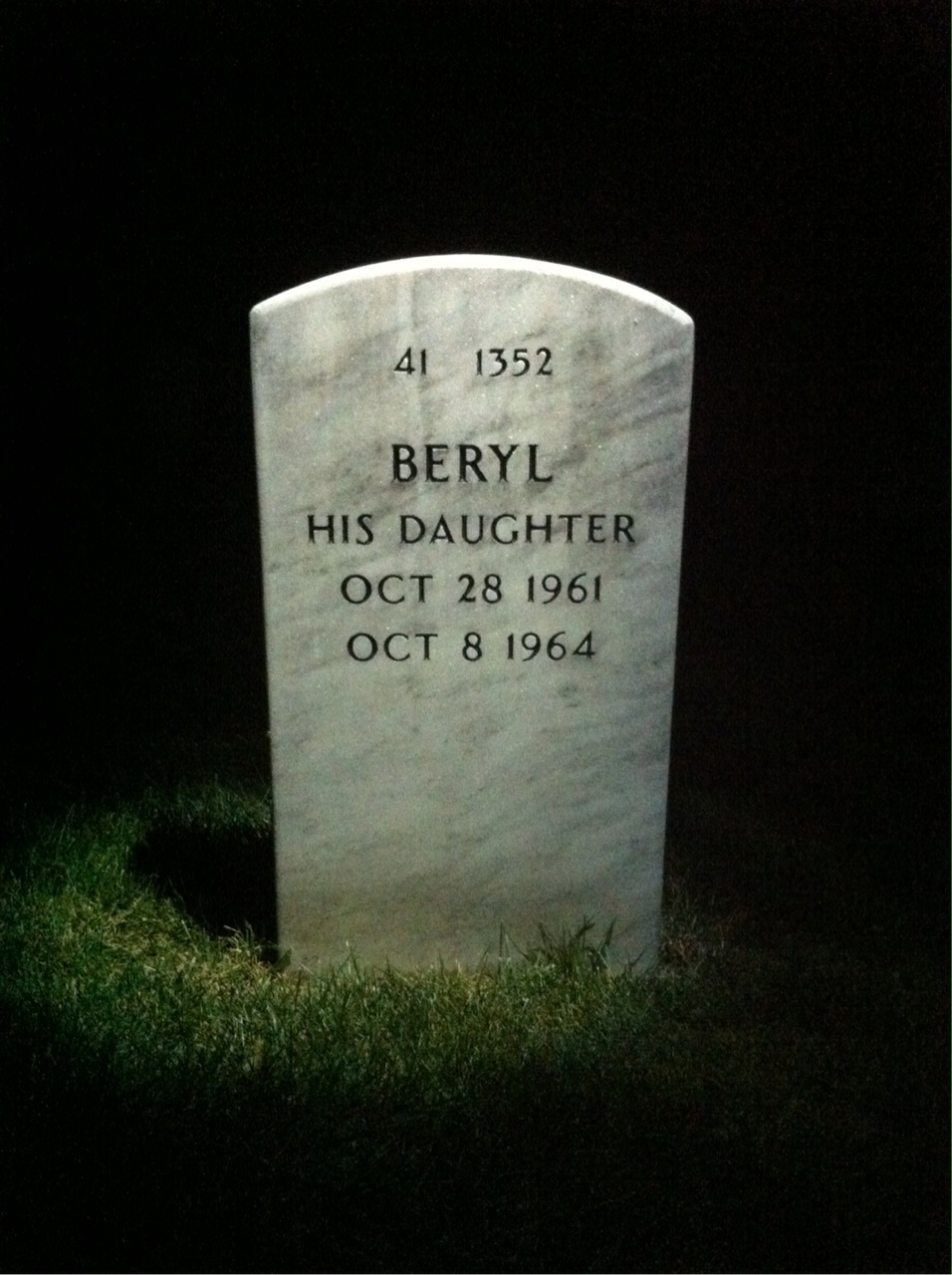Back of headstone — Berlee Chambers