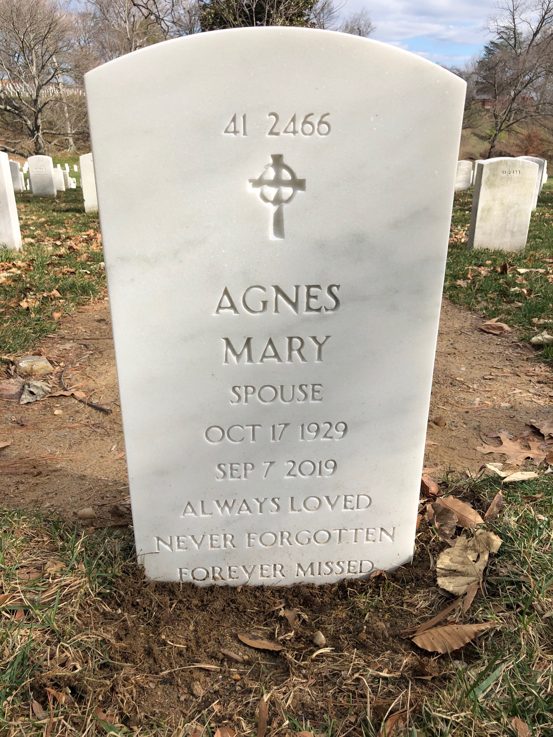 Back of headstone — Agnes Hurley