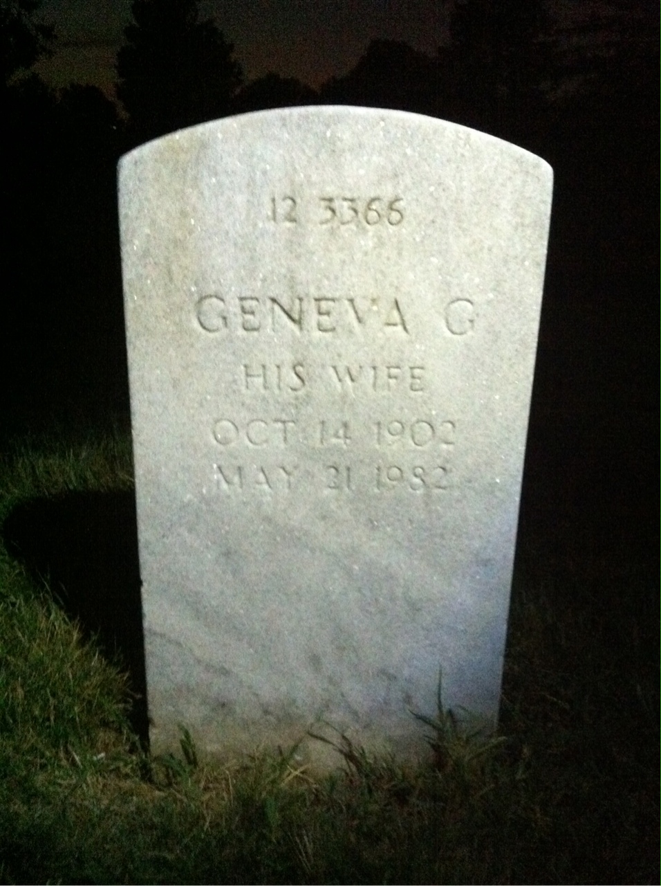 Back of headstone — William Frank Bowman