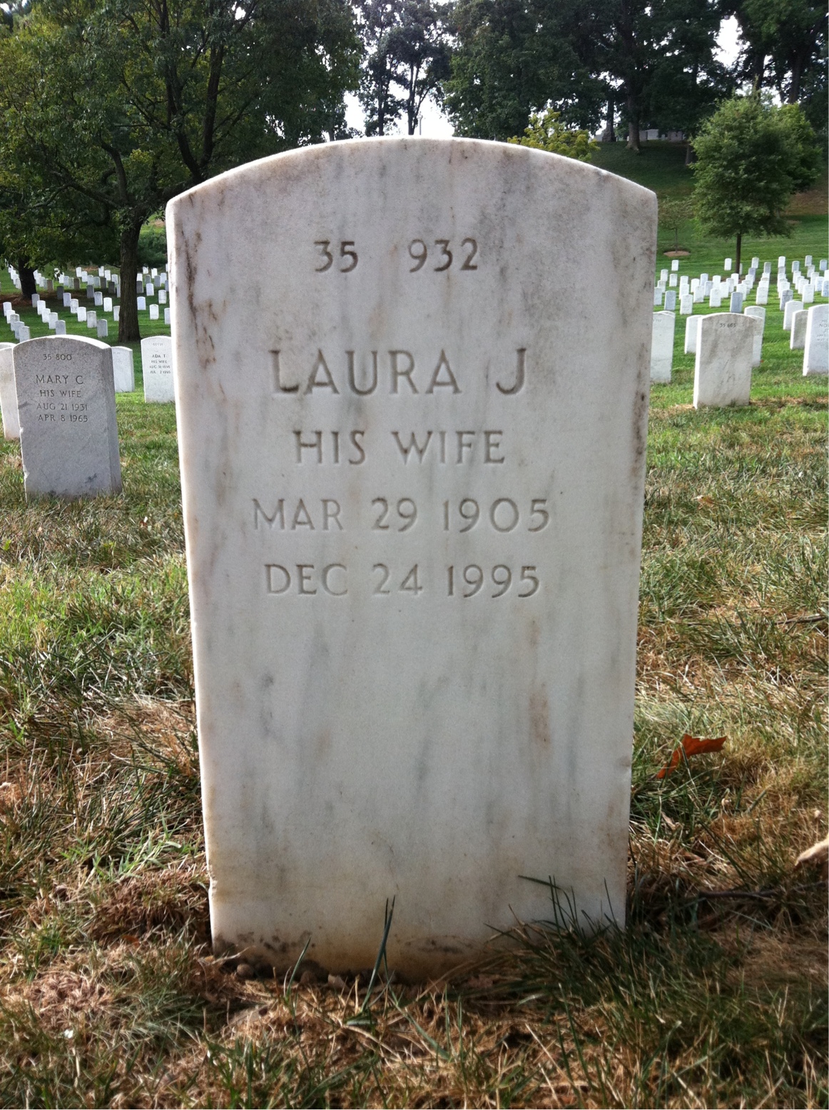 Back of headstone — Laura Blaisdell