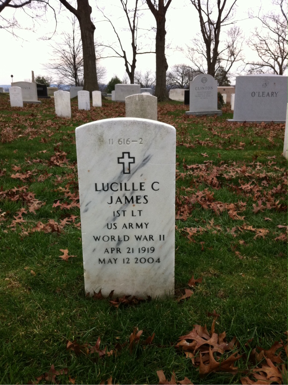 Back of headstone — Lucille James