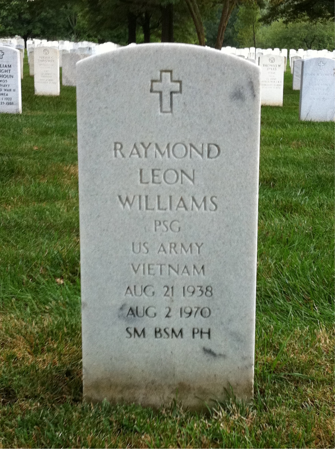 Headstone shared by 2 interments, including Raymond Leon Williams