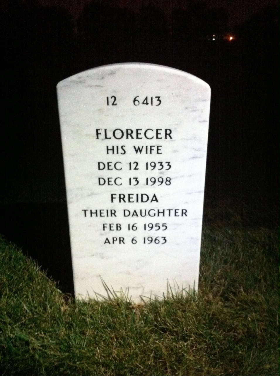 Back of headstone — Freeman Covington
