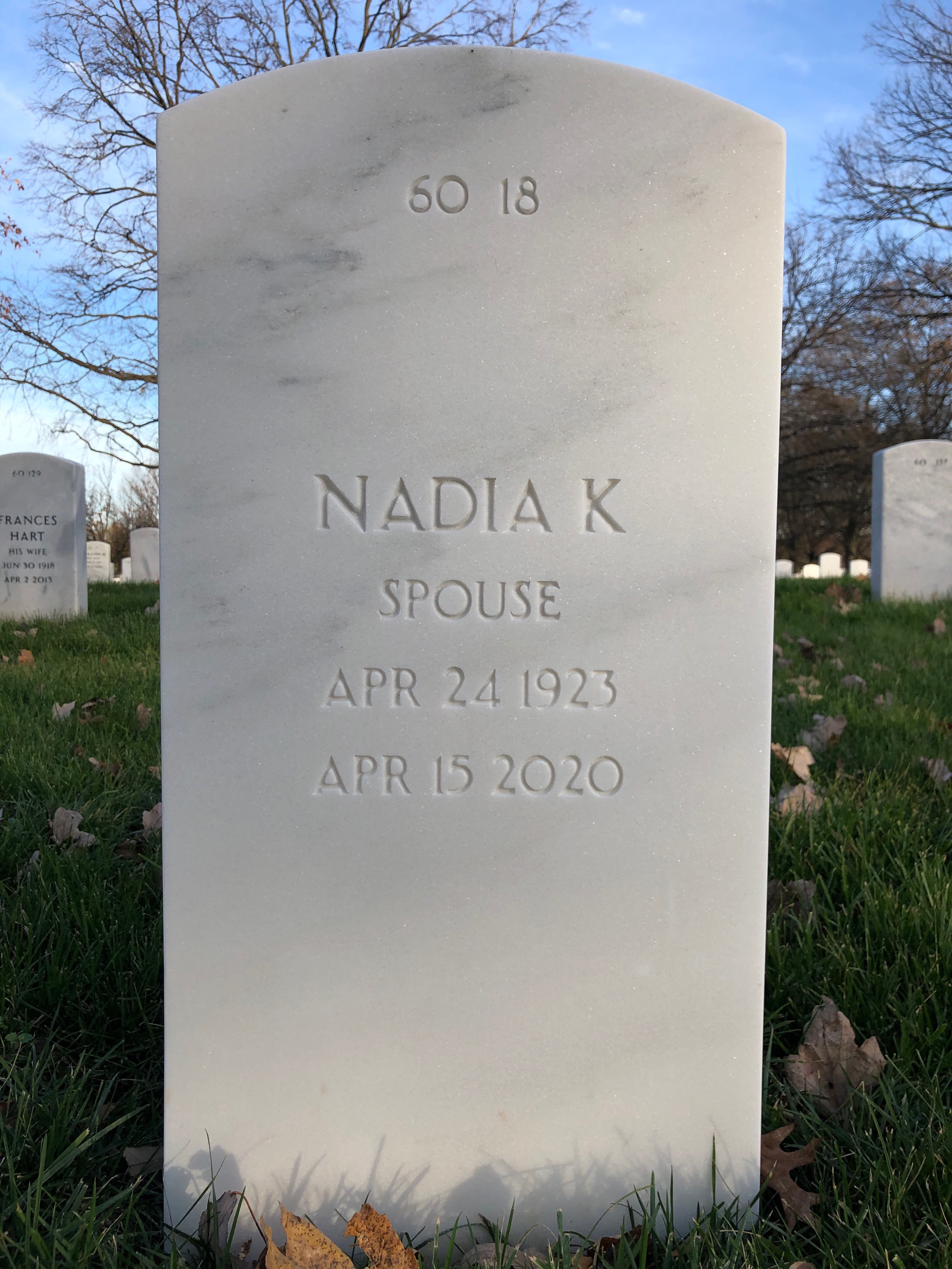 Back of headstone — Nick Nikas