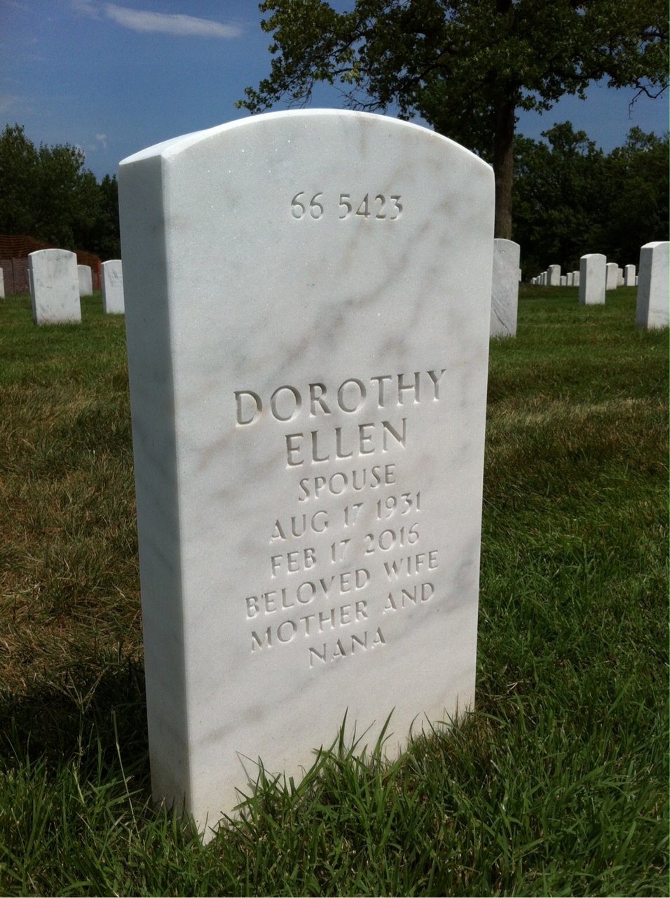 Back of headstone — William Erickson