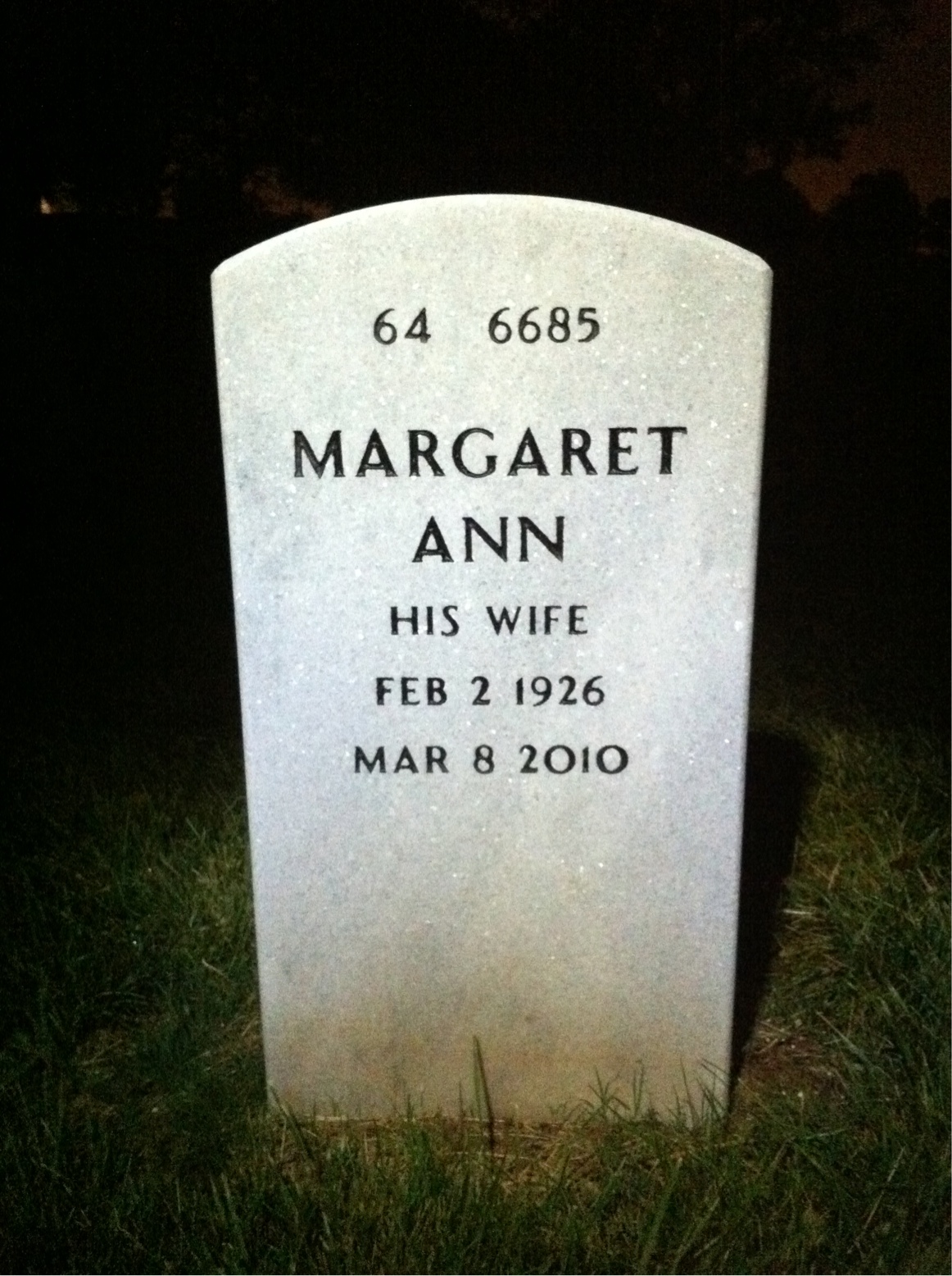Back of headstone — James Moon