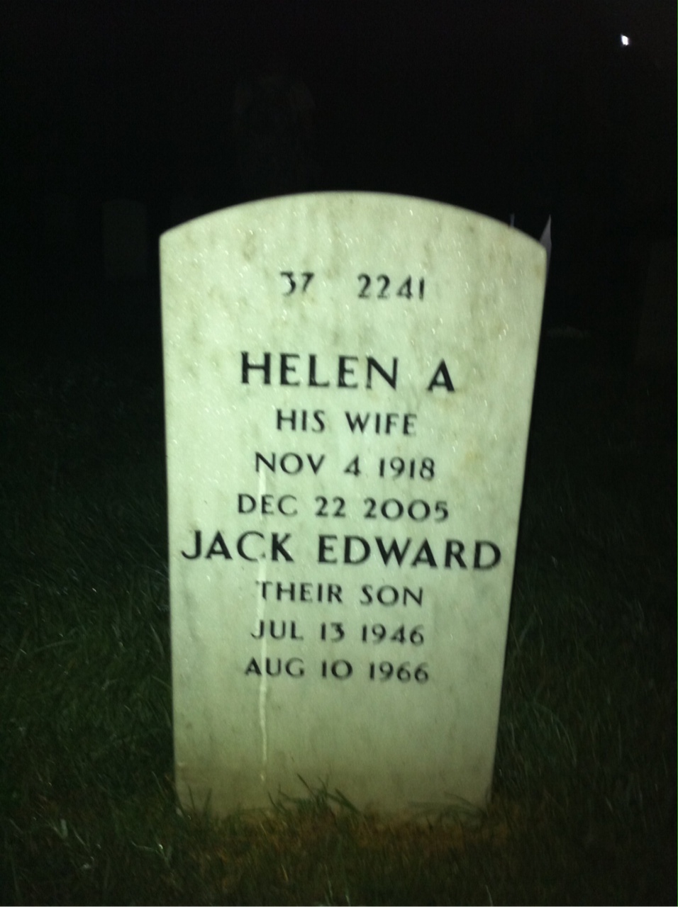 Back of headstone — Ralph Merrick